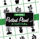 Potted plant SVG file of a leafy indoor plant in a modern ceramic pot
