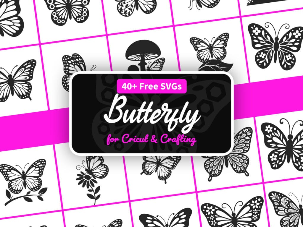 Free Butterfly SVG Bundle with 40+ butterfly silhouette files for Cricut and Silhouette crafting