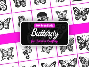 Free Butterfly SVG Bundle with 40+ butterfly silhouette files for Cricut and Silhouette crafting