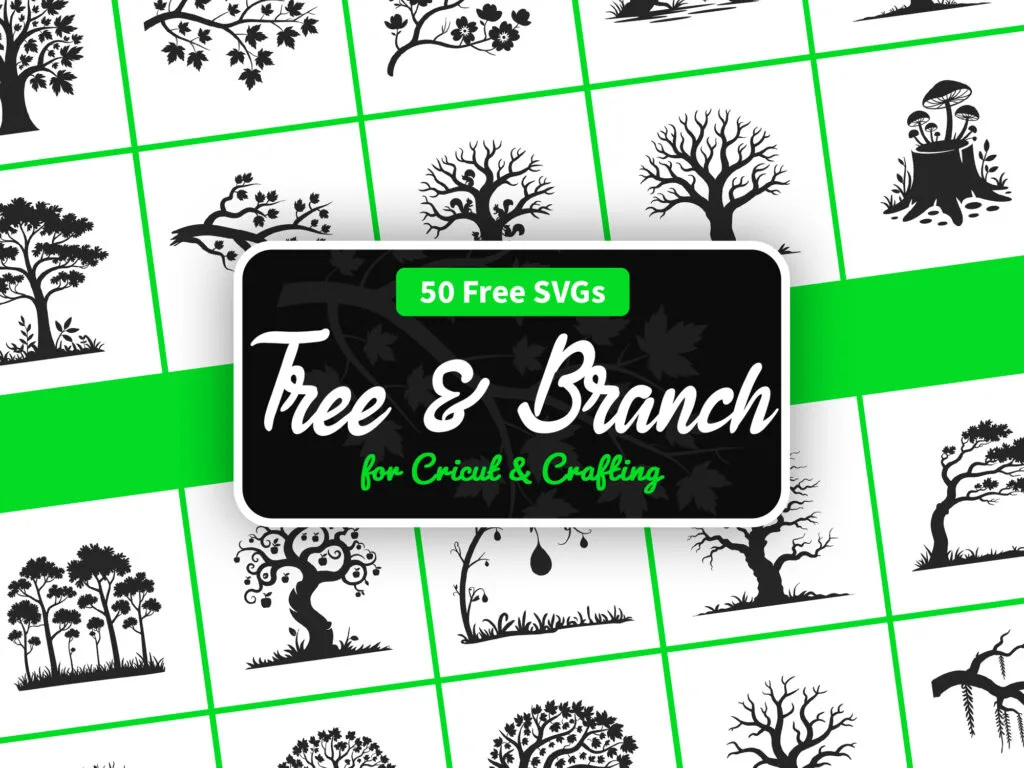 Free tree and branch SVG bundle — 50 nature silhouette cut files for Cricut and Silhouette