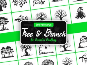 Free tree and branch SVG bundle — 50 nature silhouette cut files for Cricut and Silhouette