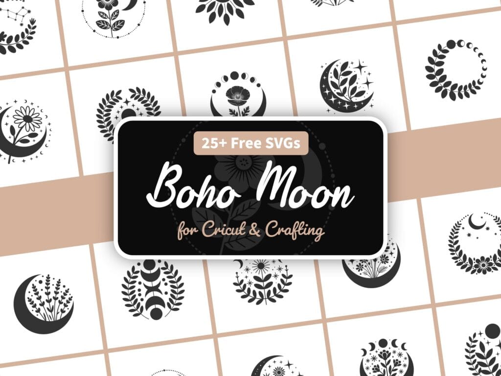 Free boho moon SVG — 28 celestial botanical cut files for Cricut and Silhouette