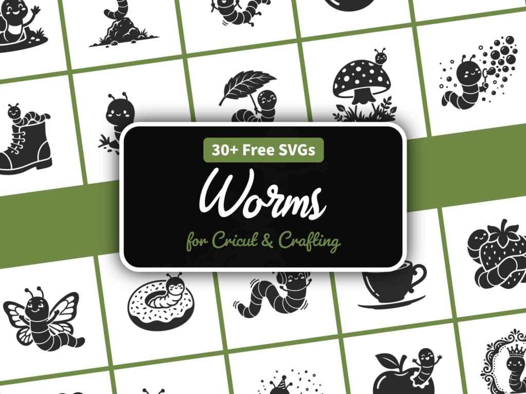 Worm SVG free — 32 cute cartoon worm character cut files for Cricut and Silhouette
