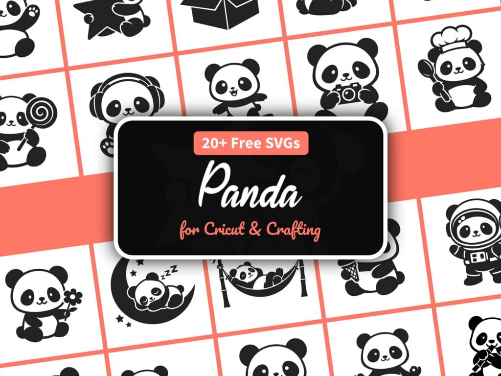 Panda SVG free, 26 kawaii panda character cut files for Cricut and Silhouette