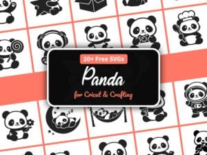 Panda SVG free, 26 kawaii panda character cut files for Cricut and Silhouette