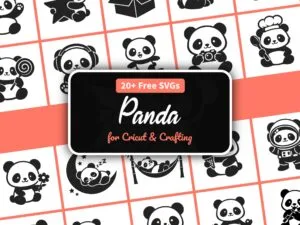 Panda SVG free, 26 kawaii panda character cut files for Cricut and Silhouette