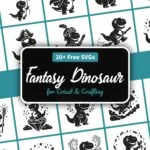 Fantasy dinosaur SVG bundle with 24 magical dino designs — wizard, king, pirate, knight, and dragon dinosaurs for Cricut and Silhouette